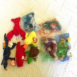 Lot 9 TY Teanie Beanie Babies 4 new Retired 1993 Speedy Pinchers Rocket Blue Jay